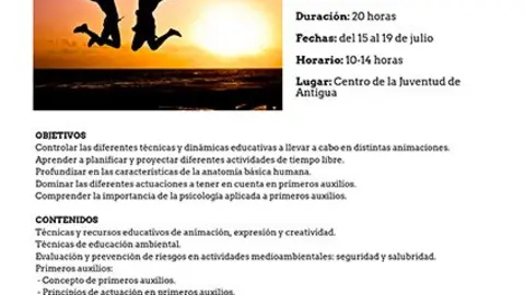 img/b/R29vZ2xl/AVvXsEhgiC3OL0RbNnVZhQBt-41iRwPYNSY-5v3265Sd9wAoqtyfLPGvZwTOnz3FIU0ZEHWHdBGREslFGlJbPwta8iKluzvnLVQnJ_E4lc462QEYF3lMKDVHx13Nisay7WsEBYjMFILYo6KRY8My/s640/Antigua_promociona_un_Curso_gratuito_de_Monitor_de_Ocio_2C_Tiempo_Libre_2C_Primeros_Auxilios_y_Prevenci_C3_B3n.jpg